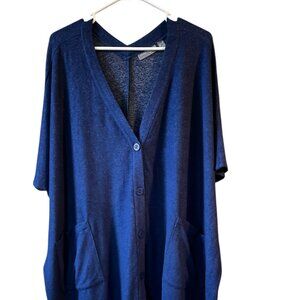 Susan Graver Lifestyle Royal blue cape with buttons and short sleeves Size XL